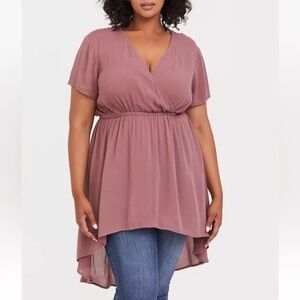 NWT Torrid Babydoll Gauze Surplice Tunic Top
